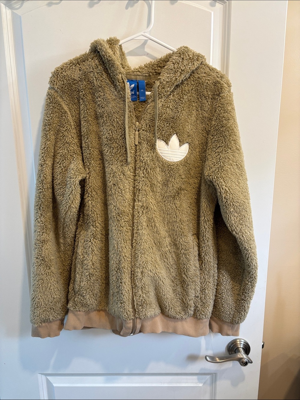 adidas Sherpa Zip Hoodie with White Trefoil